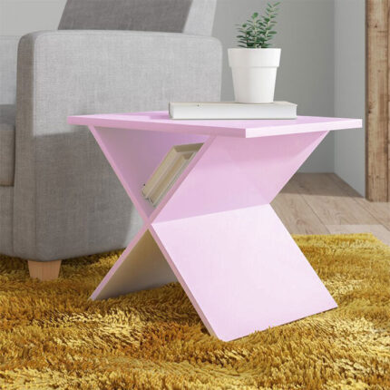 Table De Salon En Forme X Décorative En MDF De Haute Qualité Mauve Claire